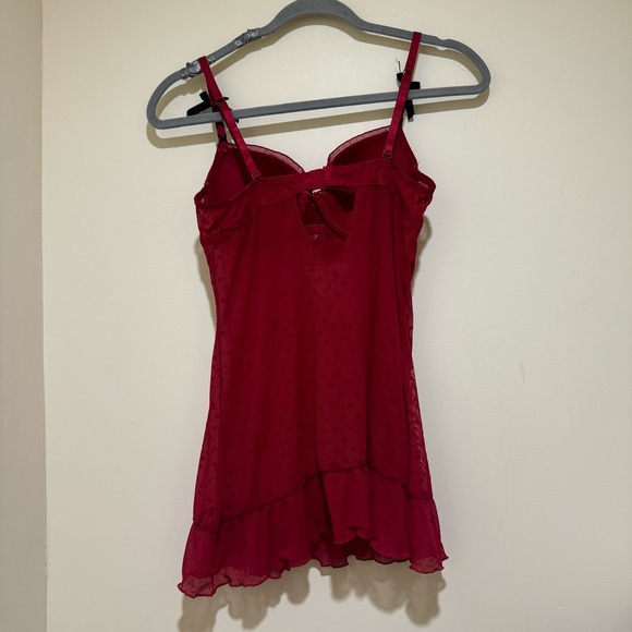 Women’s Blush Brand Sexy Coquette Bow Red Black Eyelet Lingerie Slip Top Size: M - Picture 8 of 15